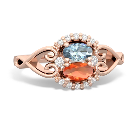 aquamarine-fire opal antique keepsake ring