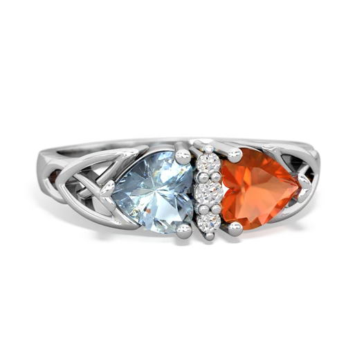 aquamarine-fire opal celtic ring