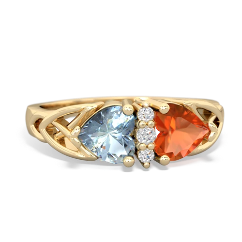 aquamarine-fire opal celtic ring