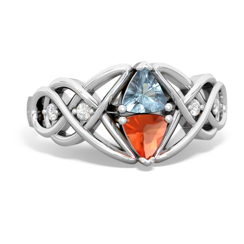 aquamarine-fire opal celtic knot ring