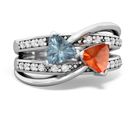 Aquamarine Genuine Aquamarine with Genuine Fire Opal Bowtie ring Ring