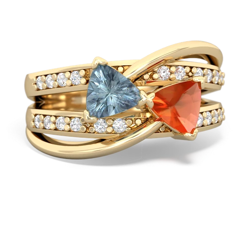 aquamarine-fire opal couture ring