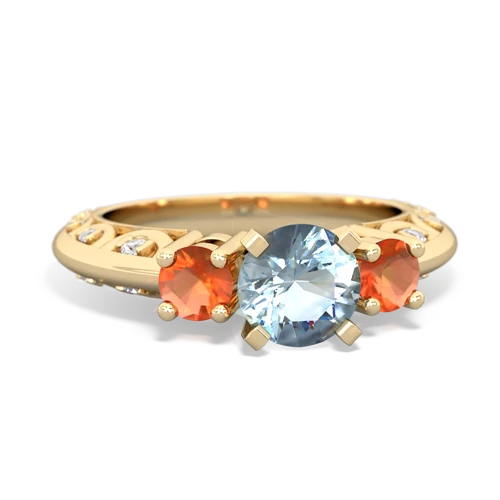 aquamarine-fire opal engagement ring