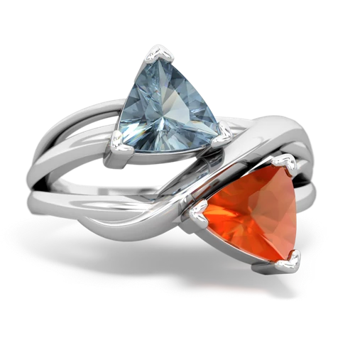 Aquamarine Genuine Aquamarine with Genuine Fire Opal Split Band Swirl ring Ring