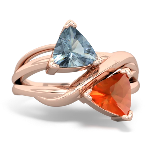 aquamarine-fire opal filligree ring