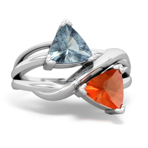 aquamarine-fire opal filligree ring