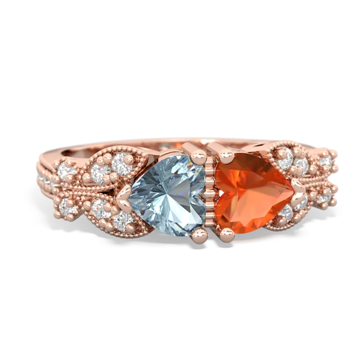 aquamarine-fire opal keepsake butterfly ring