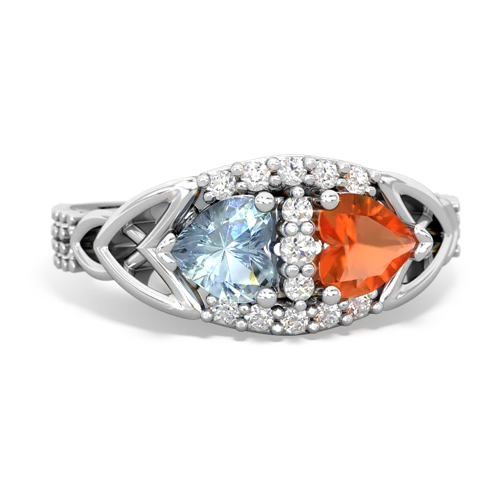 Aquamarine Genuine Aquamarine with Genuine Fire Opal Celtic Knot Engagement ring Ring