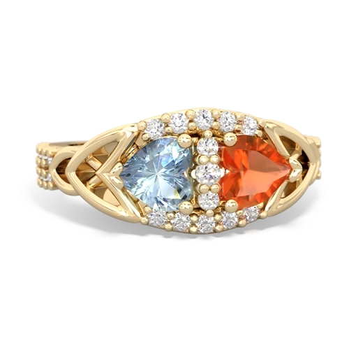 aquamarine-fire opal keepsake engagement ring