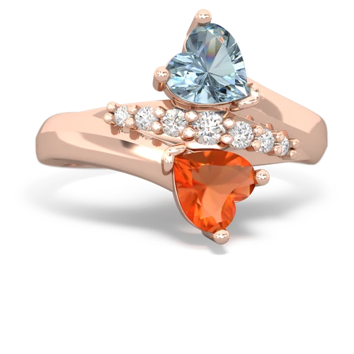 aquamarine-fire opal modern ring