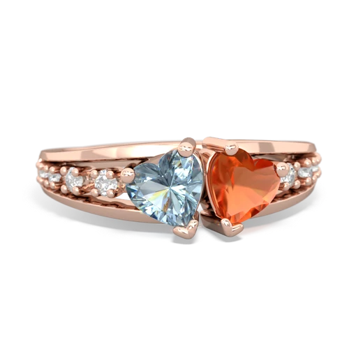 aquamarine-fire opal modern ring