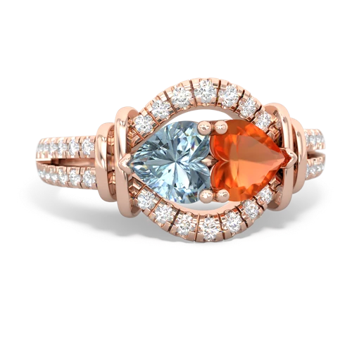 aquamarine-fire opal pave keepsake ring