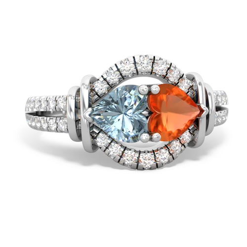 aquamarine-fire opal pave keepsake ring