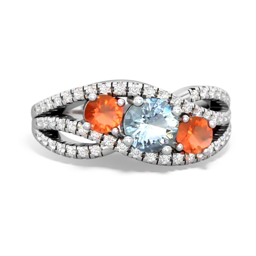 aquamarine-fire opal three stone pave ring