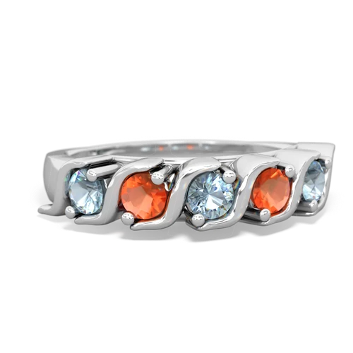 aquamarine-fire opal timeless ring