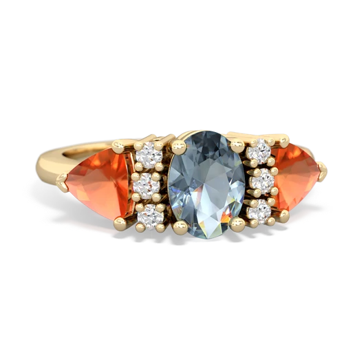 Aquamarine Genuine Aquamarine with Genuine Fire Opal and Genuine White Topaz Antique Style Three Stone ring Ring