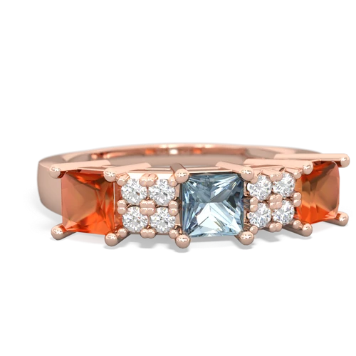 Aquamarine Genuine Aquamarine with Genuine Fire Opal and Genuine Black Onyx Three Stone ring Ring