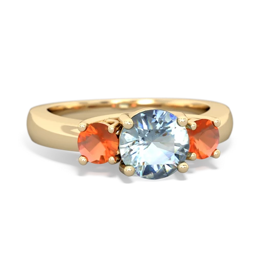 Aquamarine Genuine Aquamarine with Genuine Fire Opal and Genuine Tanzanite Three Stone Trellis ring Ring