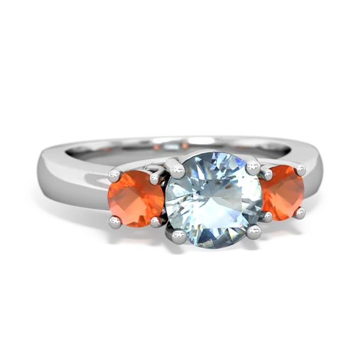 aquamarine-fire opal timeless ring