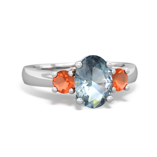 aquamarine-fire opal timeless ring