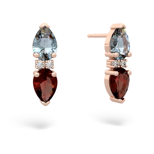 aquamarine-garnet bowtie earrings