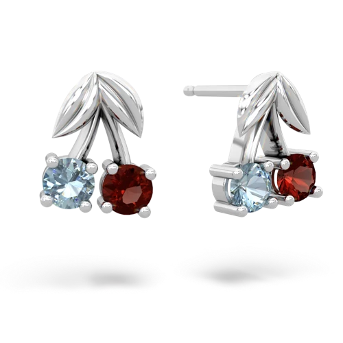 aquamarine-garnet cherries earrings