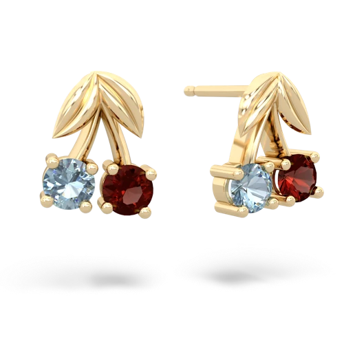 aquamarine-garnet cherries earrings