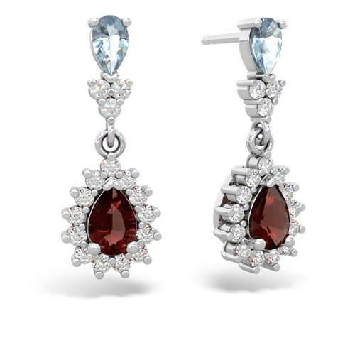 aquamarine-garnet dangle earrings