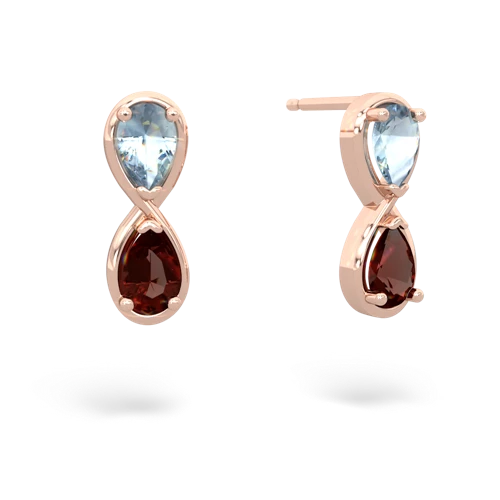 aquamarine-garnet infinity earrings