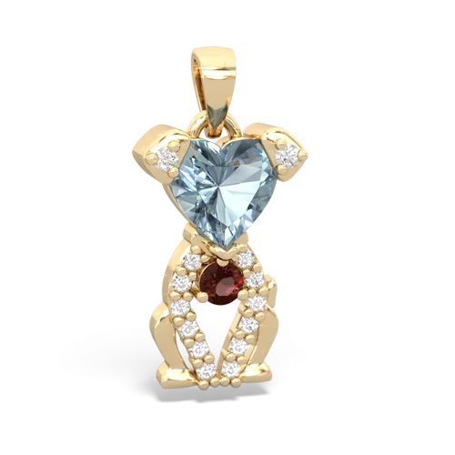 aquamarine-garnet birthstone puppy pendant