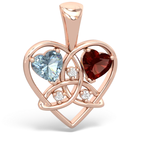 aquamarine-garnet celtic heart pendant