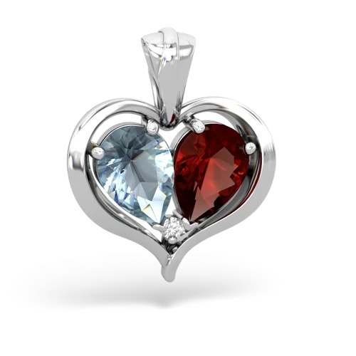 aquamarine-garnet half heart whole pendant