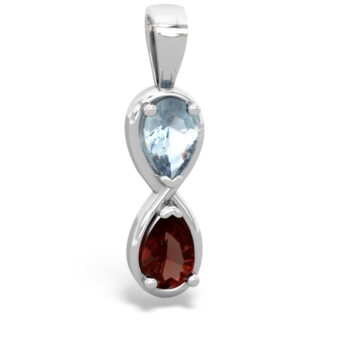 aquamarine-garnet infinity pendant