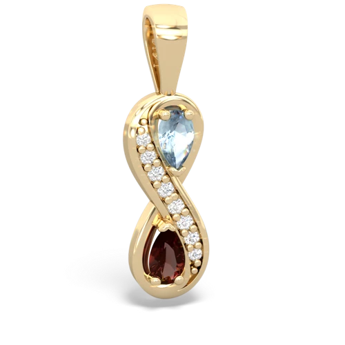 Genuine Aquamarine with Genuine Garnet Keepsake Infinity pendant