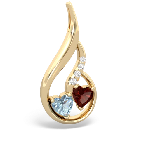 aquamarine-garnet keepsake swirl pendant