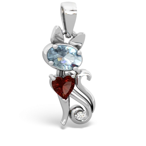 aquamarine-garnet kitten pendant