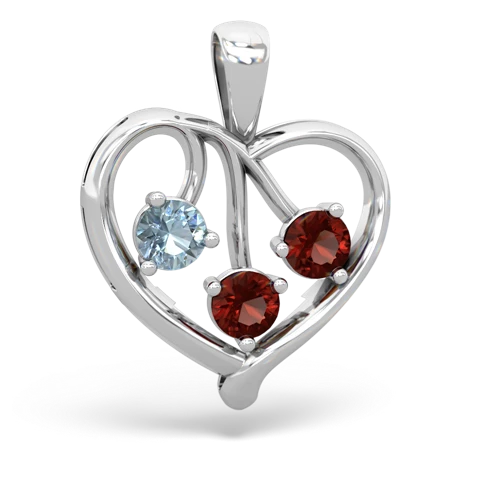 aquamarine-garnet love heart pendant