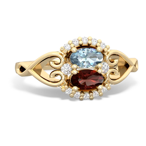 aquamarine-garnet antique keepsake ring