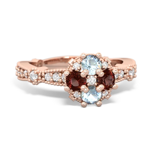 aquamarine-garnet art deco engagement ring