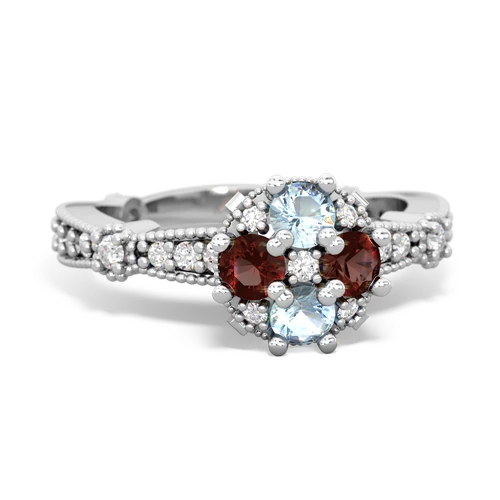 aquamarine-garnet art deco engagement ring