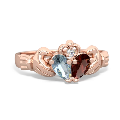 aquamarine-garnet claddagh ring