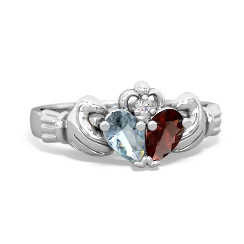 aquamarine-garnet claddagh ring