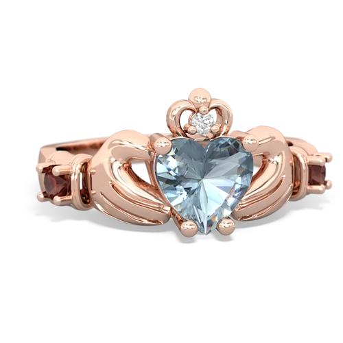 Aquamarine Genuine Aquamarine with Genuine Garnet and Genuine Opal Claddagh ring Ring