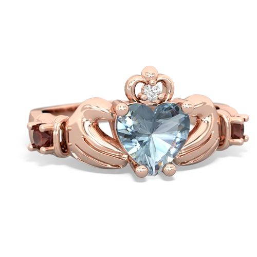 Aquamarine Genuine Aquamarine with Genuine Garnet and Genuine London Blue Topaz Claddagh ring Ring