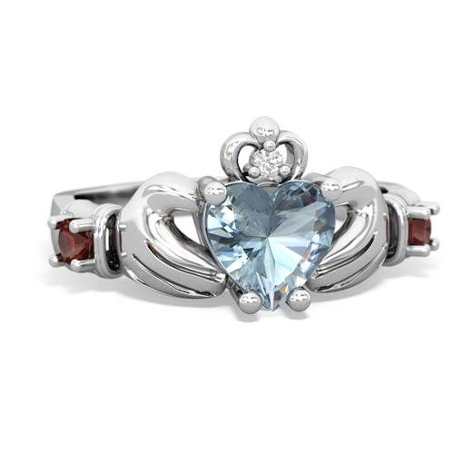 aquamarine-garnet claddagh ring