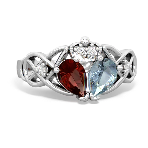 aquamarine-garnet claddagh ring