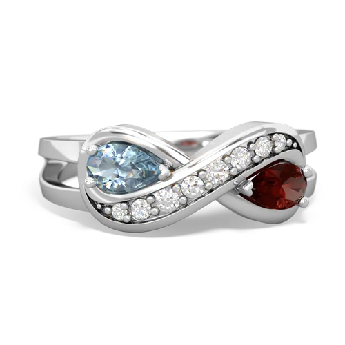 aquamarine-garnet diamond infinity ring