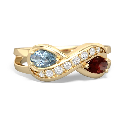 Genuine Aquamarine with Genuine Garnet Diamond Infinity ring