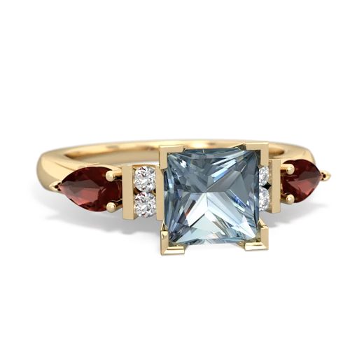 aquamarine-garnet engagement ring