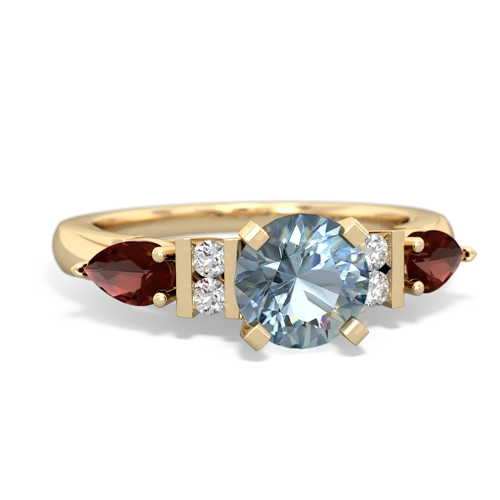 Genuine Aquamarine with Genuine Garnet and Genuine White Topaz Engagement ring